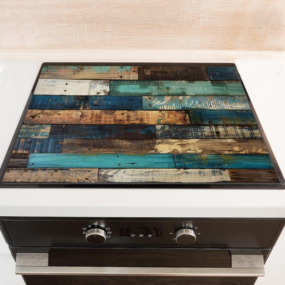 Diatomite Stove Top Covers, Distressed Rustic Wooden Planks Print Scratch-Resistant Glass Stove Protector, Square Foldable Durable Kitchen Decor Mat for Kitchen RV (2820 Inch)