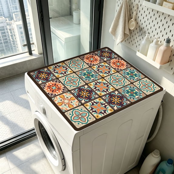 Diatomite Washing Machine Mat, Boho Tile Dryer Top Protector, Waterproof Countertop Pad, Non-Scratch Washer Cover Mat, Household Kitchen Appliance Accessory