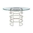 thumbnail image 1 of Diaz  Round Dining Table with Brushed Stainless Steel Base and Glass Tabletop, 1 of 9