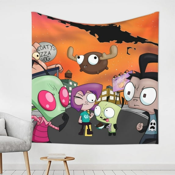 Dib Invader Zim Gaz Gir Tapestry Luxury Wall Hanging Tapestries Decor For Bedroom Living Room Dormitory Mural Blanket 59x59in