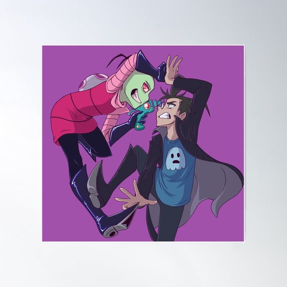 Dib Membrane Vs Invader Zim - Transparent Poster Wall Art, Modern Wall Decor For Living Room Bedroom, 24x24 UNFRAMED