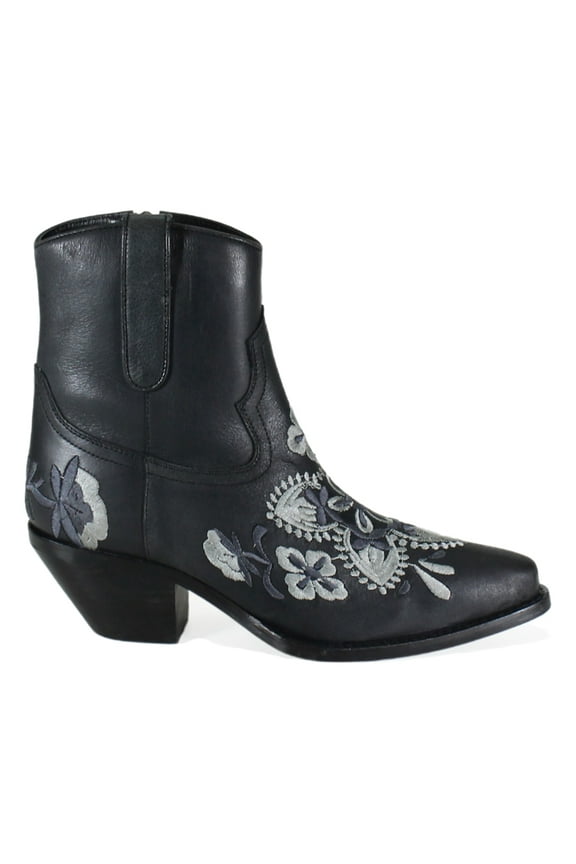 True Womens Cains Ville Embroidered Snip Toe Cowboy Ankle Boots