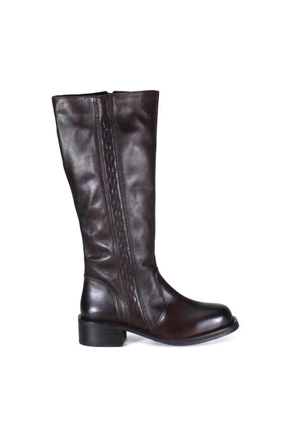 True Womens Fo Liage Round Toe Riding  Mid Calf Boots