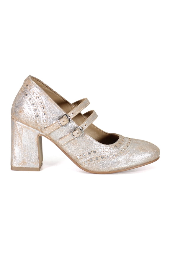 True Womens Jet Liner Metallic Round Toe Mary Jane Pumps Dress Casual