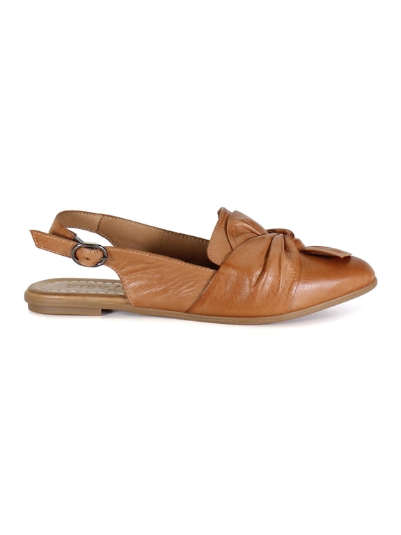 True Women's People Talk Leather Bow Slingback Shoe (Coconut, 8/39EU)