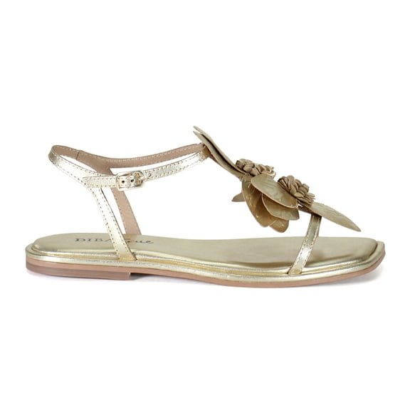 Diba True Womens Per Shing Floral Metallic Ankle Strap Flat  Casual Shoes