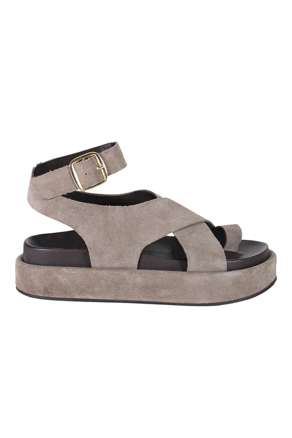 True Women's Sugar Fix Suede & Leather Platform Gladiator Footbed Sandal (Taupe, 8.5)