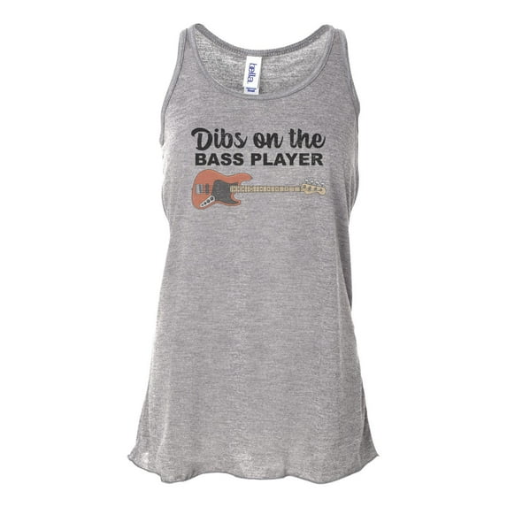 "Dibs On The Bass Player, Racerback, Bassist's Wife, Bass Player Tank Top, Sublimation, Gift For Her, Musician Wife, Band Wife, Bassist Girl, Athletic Grey, MEDIUM"