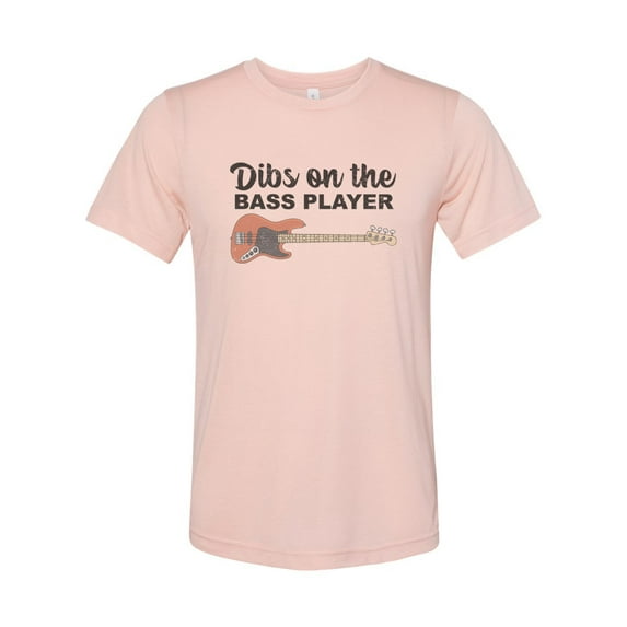 "Dibs On The Bass Player, Bass Player Wife, Bassist Girlfriend, Unisex Fit, Sublimation, Bassist Girl, Bassist Wife, Band Wife, Gift For Her, Peach, SMALL"