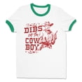 thumbnail image 1 of Dibs On The Cowboy Ringer Tee Shirt Unisex Large White/Kelly Green, 1 of 5