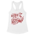 thumbnail image 1 of Dibs On The Cowboy Tank Top Fitted Racerback Women's X-Small White, 1 of 5