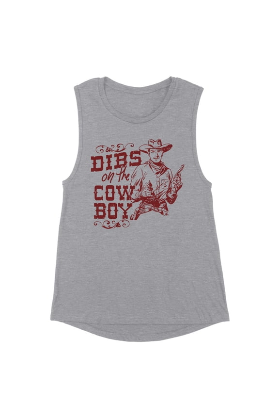 Dibs On The Cowboy Women's Muscle Tank Large Heather Grey