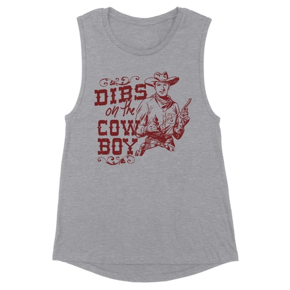 Dibs On The Cowboy Women's Muscle Tank Large Heather Grey