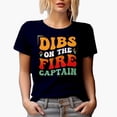 thumbnail image 1 of Dibs on the Fire Captain, Firefighter Quote, Groovy Retro Wavy Text Merch Gift, Navy Blue T-Shirt, 2XL, 1 of 5