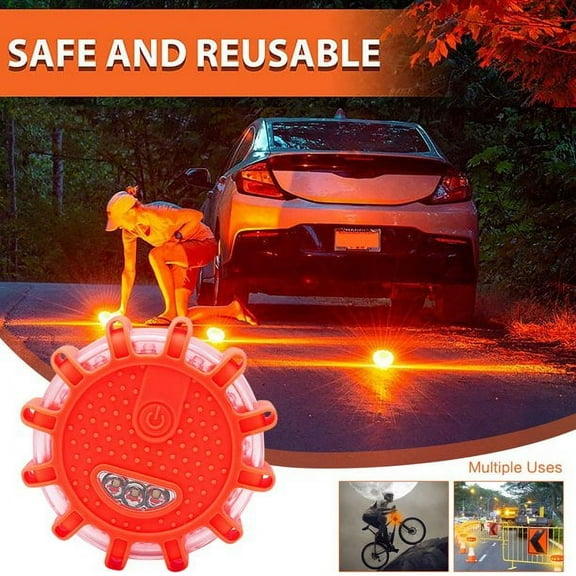 Dicasser 1/2/3/4Pcs LED Road Flares Emergency Lights Roadside Car Safety Flare Kit for Vehicles