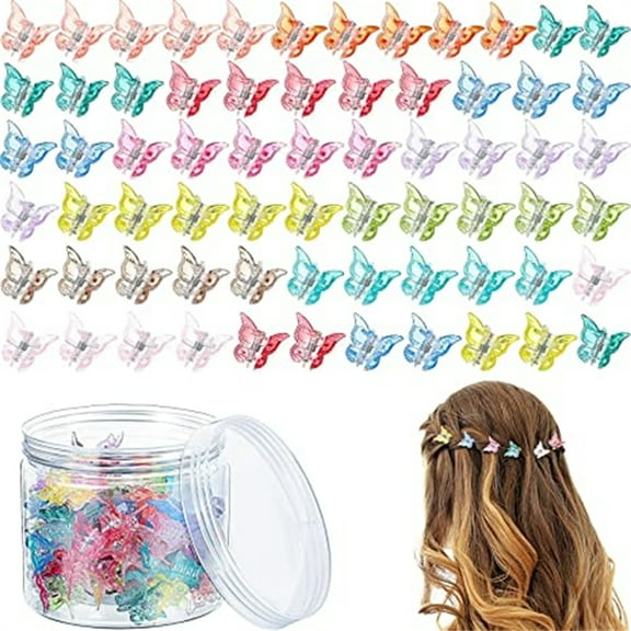 Dicasser 100 Pcs Butterfly Hair Clips Butterfly Clips for Hair Girls Butterfly Clips Mini Hair Clips Butterfly with Box Mini Butterfly Clips Cute Clips Jelly Hair Accessories for Women (Clear Style)