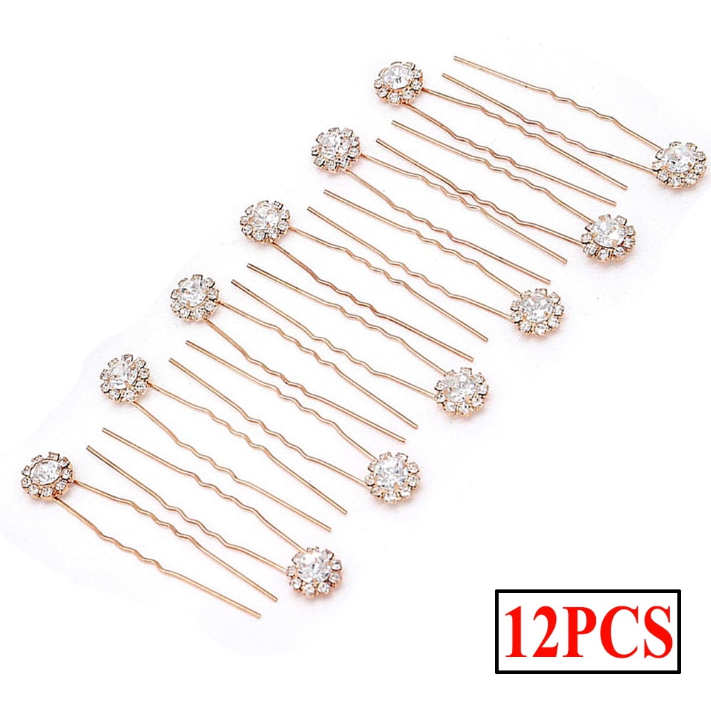 Dicasser 12PCS Crystal Bridal Hair Pins Clips Wedding Hair