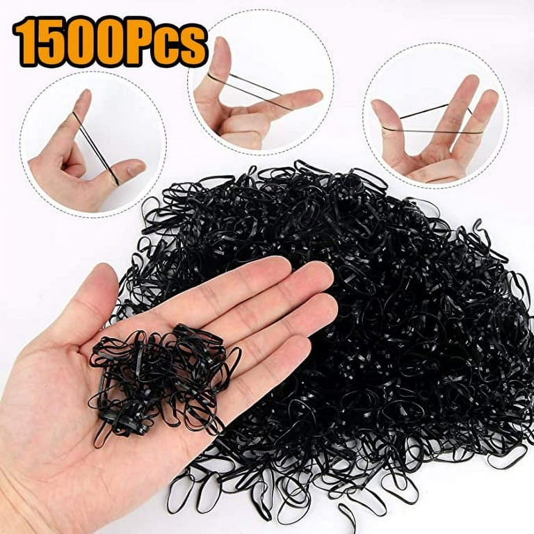 Dicasser 1500pcs Small Black Elastic Hair Rubber Bands for Hair Ponytail Elastics Baby Hair Ties for Women Toddler Girls Mini Tiny Rubber Bands for