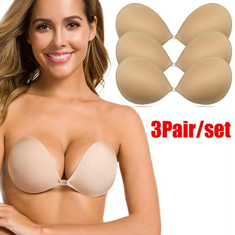 Adhesive Bra Invisible Sticky Strapless Push Up Backless Reusable Silicone  Covering Nipple Bras(b)