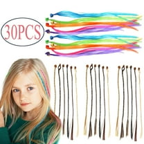 Dicasser 30 Pieces Kids Hair Extensions with Hair Clips, Clip-on Hair Braid Extensions for Girls Hair Decor Birthday Party Favors Children Performance(Muti-color)