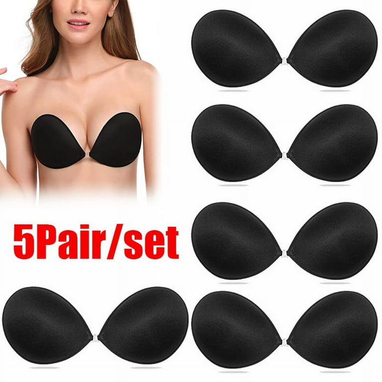 Dicasser 5 Pair Adhesive Bra Invisible Sticky Strapless Push up Backless  Reusable Silicone Covering Nipple Bras 