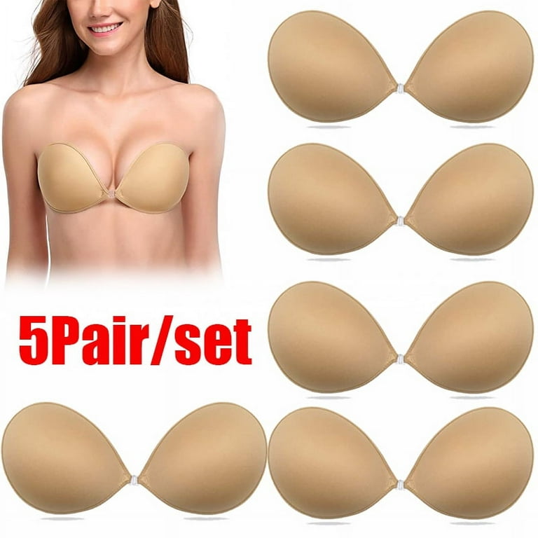 Dicasser 3 Pair Push up Adhesive Bra Invisible Strapless Reusable Plunge  Bras Backless Silicone Sticky Bra