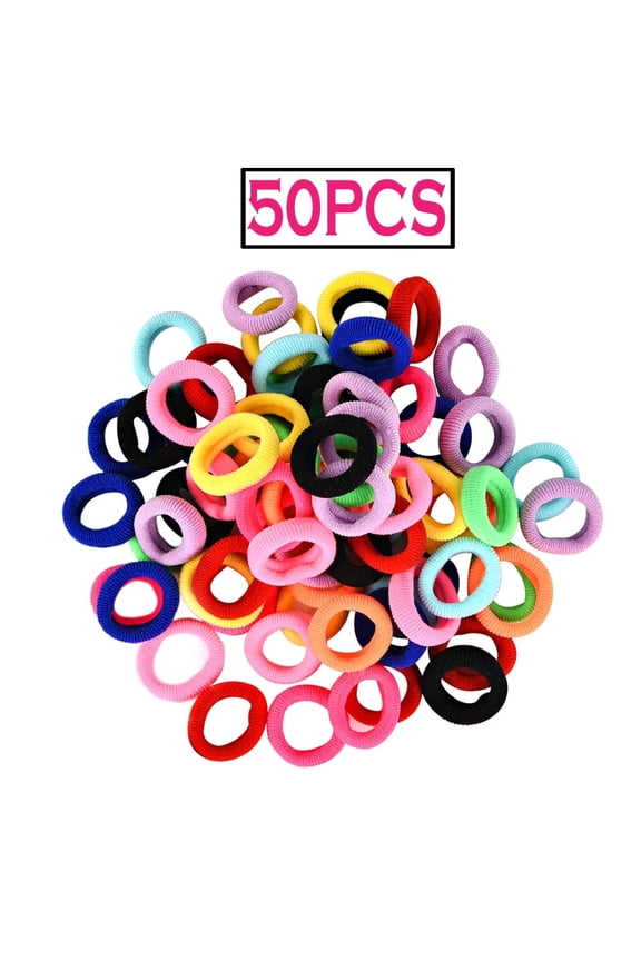 50 Piecces Hair Ties for Kids, Small Rubber Hair Bands Elastic Ponytail Holders, Tiny Soft Hair Ties for Baby Toddlers Girls Hair Accessories