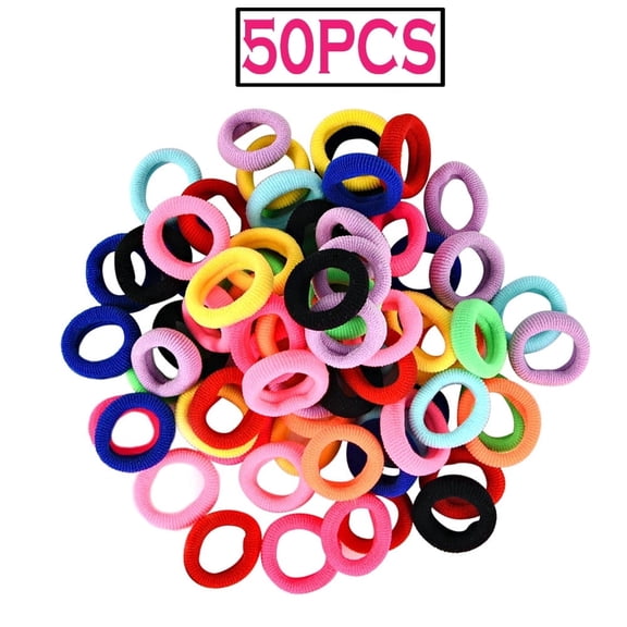 Dicasser 50 Piecces Hair Ties for Kids, Small Rubber Hair Bands Elastic Ponytail Holders, Tiny Soft Hair Ties for Baby Toddlers Girls Hair Accessories