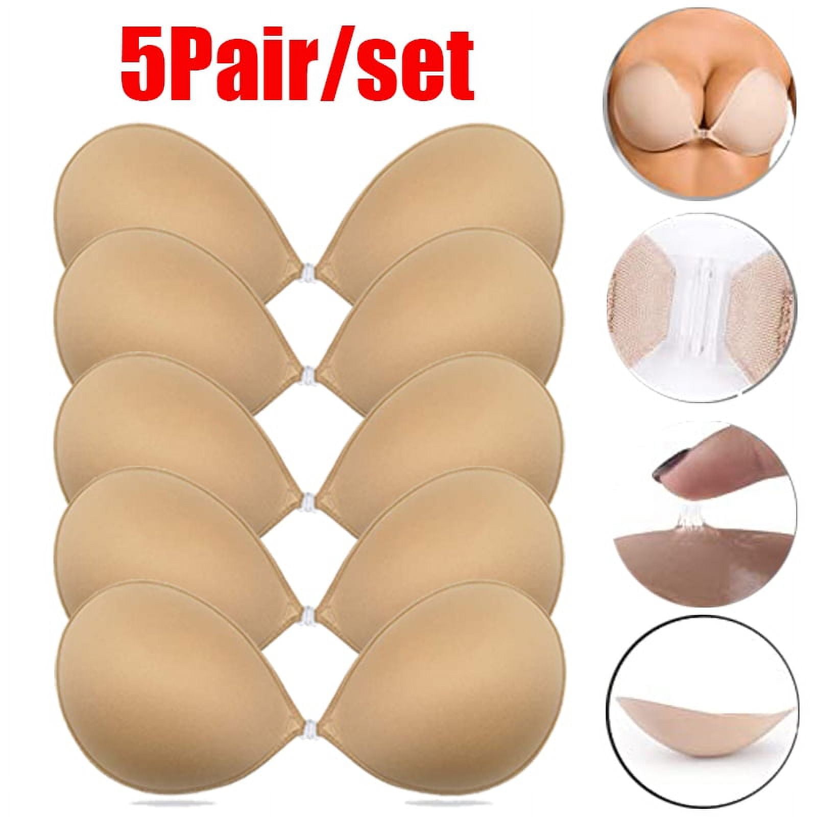 Dicasser 5Pairs Sticky Bra, Breathable Strapless Bra Adhesive Push Up  Backless Bras for Women