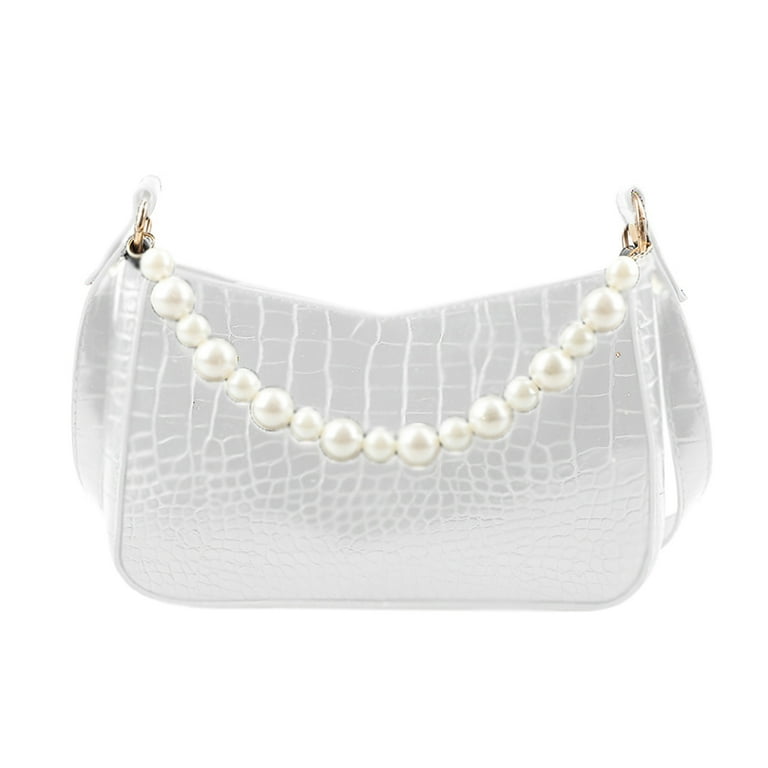 Women's White Croc Chain Cross Body Bag