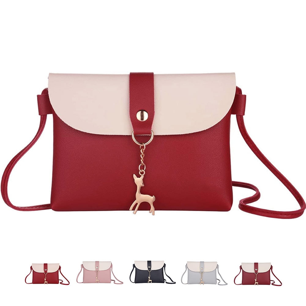 Dicasser PU Leather Shoulder Handbag Cross Body Purse for Teens Girls Small  Cross Body Bag for Girls Red