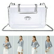 Dicasser Silver Clear Purse for Women,Clear Clutch Purse Crossbody, See Through Handbag Stadium Approved Bags
