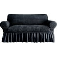 thumbnail image 1 of Dicasser Sofa Slipcover 1 Piece for 2 Cushion Couch Cover with Skirt, Durable Washable High Elastic Stretchable, Easy Fit Universal Furniture Protector(2 Seater,Black), 1 of 7
