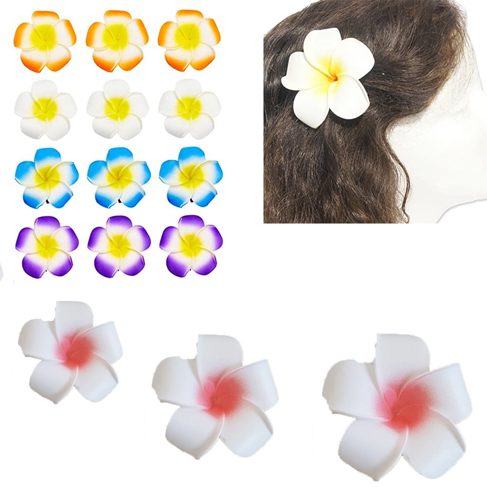 Dicasser Women's Fashion 15 Pcs Hawaiian White Plumeria Flower Foam