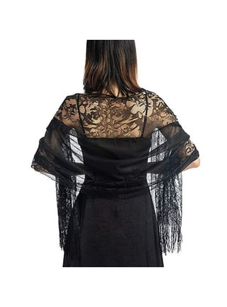 ShineGlitz Black Formal Dressy Shawls and Wraps for Evening Dresses Womens for Evening Wear, Black 1, One Size