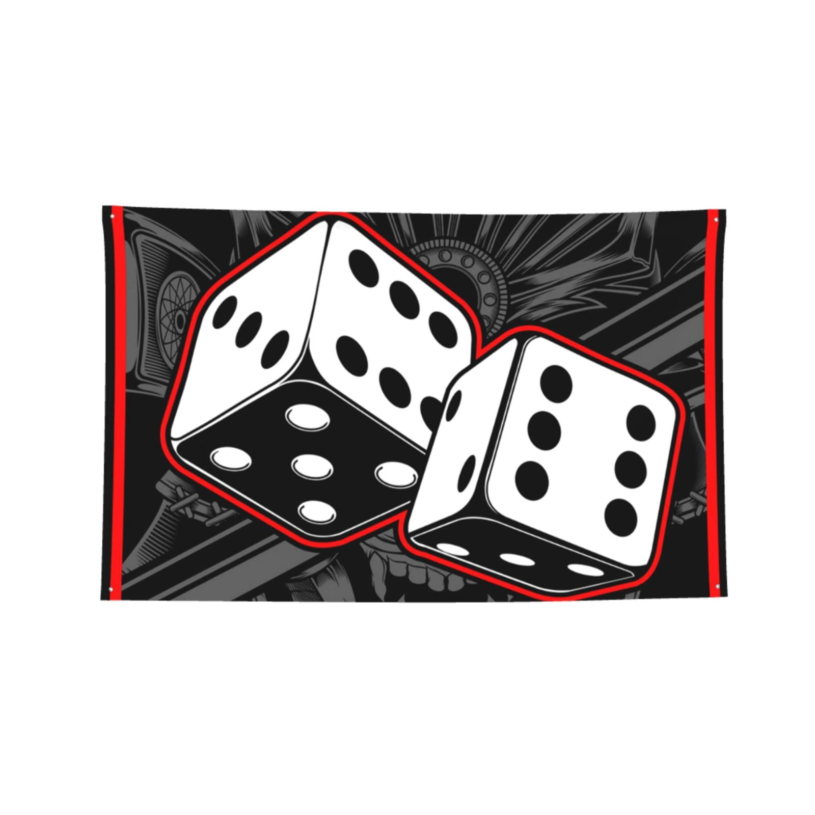 Dice Black White Four Hole Decorated Banner Flag for Garden Yard Home Decoration Indoor Outdoor 4x6 Ft