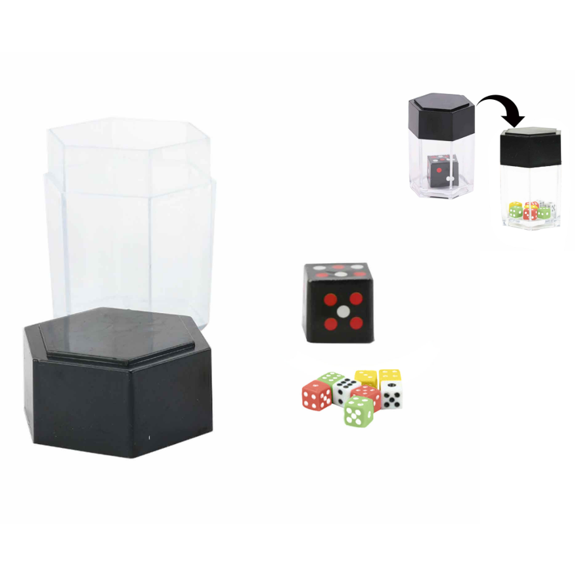 Dice Bomb Magic Trick, Exploding Dice Magic Props for Magicians, Close-Up Street Illusion Gimmick, Magic Dice Set with 1 Big Dice & 8 Small Dice, Novelty Funny Toy
