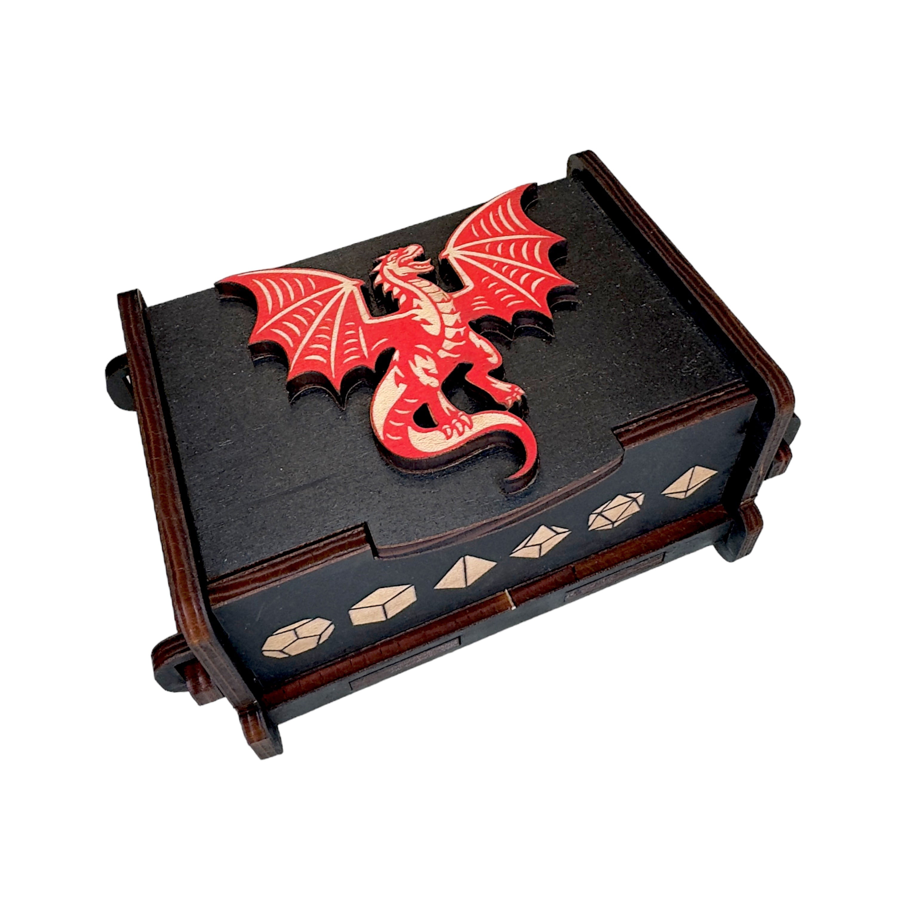 Dice Box - Black - The Red Dragon - 6x4x3 Dice Box - Black - The Red Dragon - 6x4x3