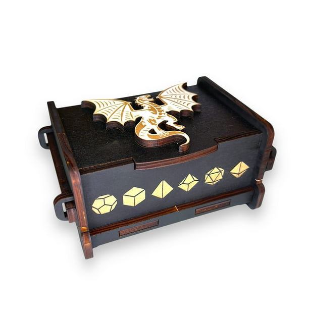 Dice Box - Black - The White Dragon - 6x4x3 Dice Box - Black - The White Dragon - 6x4x3