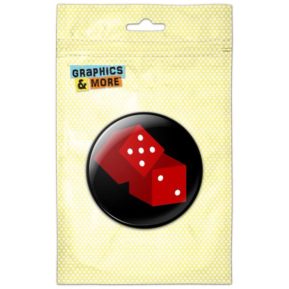 Dice Craps Gambling on Black Pinback Button Pin Badge