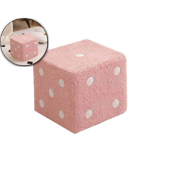 Dice Cubic Foot Stool, Furry Footrest, Stable Structure, Soft Comfortable Ottoman Foot Rest for Home Living Room Bedroom, 7.87x7.87 Inch