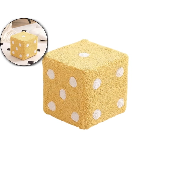 Dice Cubic Foot Stool, Furry Footrest, Stable Structure, Soft Comfortable Ottoman Foot Rest for Home Living Room Bedroom, 7.87x7.87 Inch