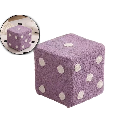 Dice Cubic Foot Stool, Furry Footrest, Stable Structure, Soft Comfortable Ottoman Foot Rest for Home Living Room Bedroom, 7.87x7.87 Inch