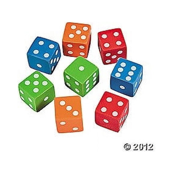 Dice Erasers, 1 Dozen Dice Shaped Erasers for Bunco Prizes, Party Favors & Classroom Rewards