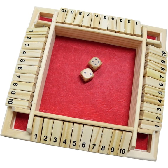 Dice Games Shut The Box Game Wooden Board Game Flip Tabletop Games Family Math Strategy Game for Christmas Party Classroom Home Pub Bar Tabletop Game with Dices and Instruction,Math Strategy Game-Red