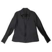 Dice Kayek Women's Black Beaded Fringe Collar Shirt Blouse - 4