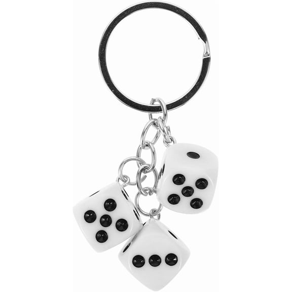 Dice Keychains Pendant Handbag Bag Key Chain Key Ring Charm 3d Cube Square Dice Key Rings Keyfob for Bag Purse Wallet Cellphone Car Pendant White
