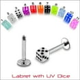 thumbnail image 1 of Dice Lip Ring Flat Back With Bezel 16G (1.2mm) Acrylic (Red), 1 of 3