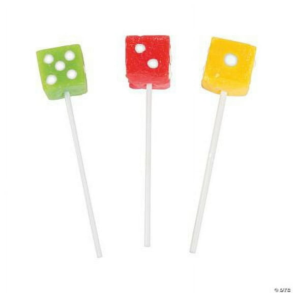 Dice Lollipops, 12 Pieces, Individually Wrapped, Birthday Party Candy Supplies for Kids