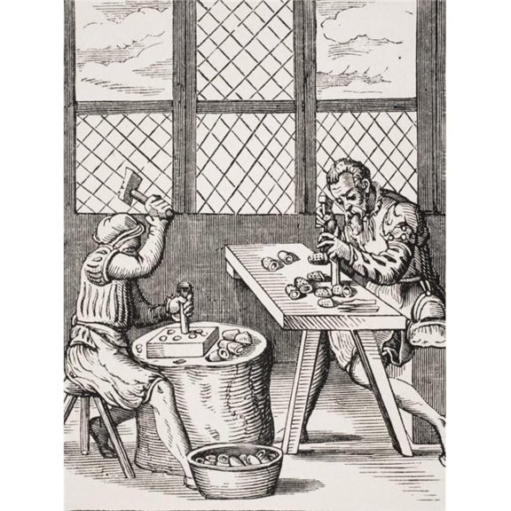 Dice Maker 19th Century Reproduction of 16th Century Woodcut by Jost Amman Poster Print, 12 x 16